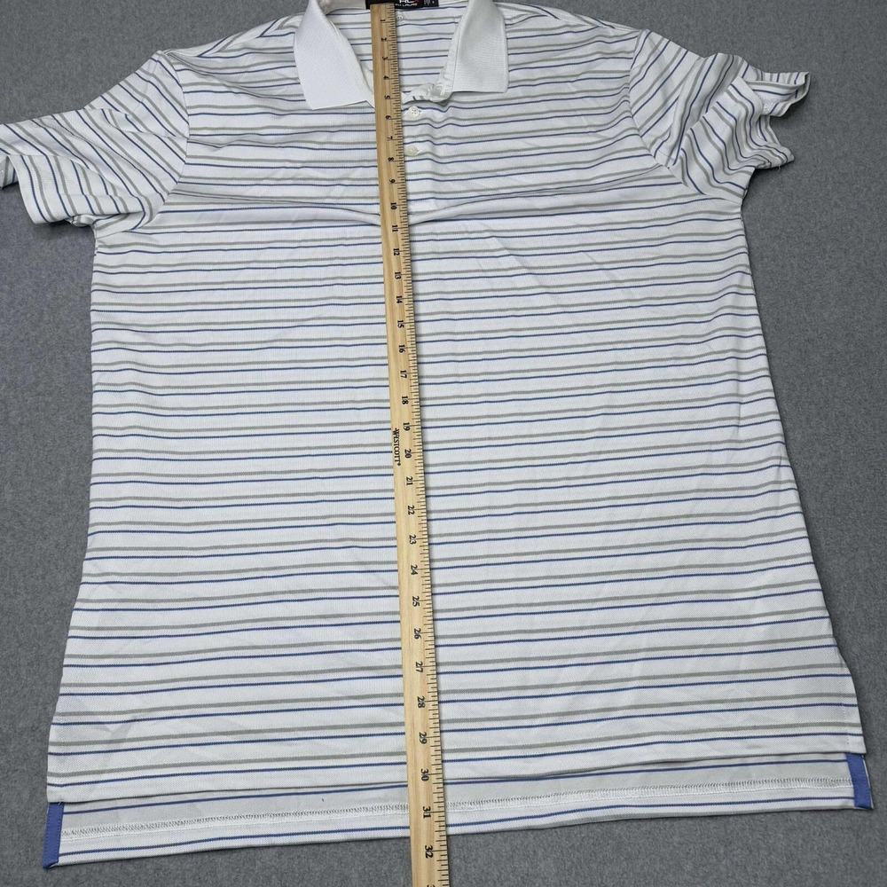 RLX Ralph Lauren Performance Polo Grey White Striped Men's Size Large Golf - Picture 6 of 7